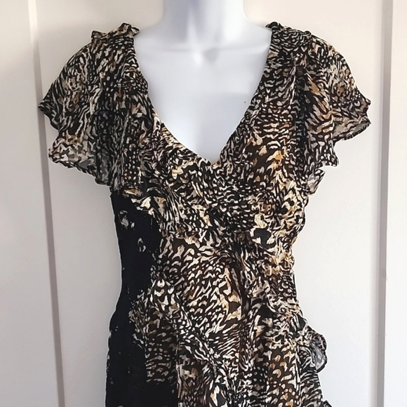 NWT Anthropologie Beautiful Ruffle Lace V neck Dress Size 2 - Picture 6 of 13